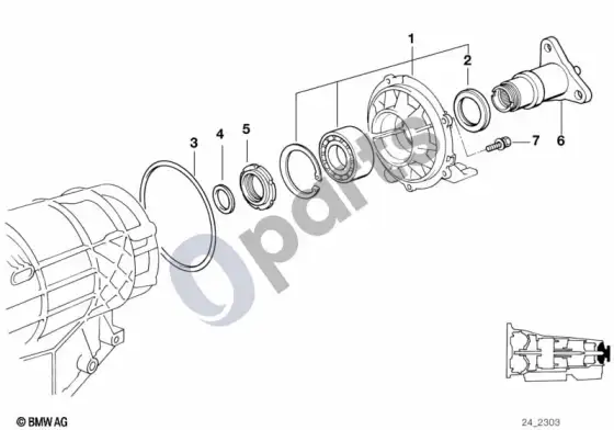 BMW 7 E38 A5S560Z išėjimo velenas – schema