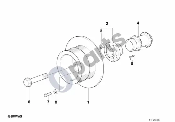 BMW 7 E38 diržinė pavara, vibracijų slopintuvas – schema