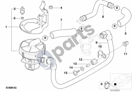 BMW 7 E38 išmetamųjų dujų valymo oro siurblys; 1998.09 - ... – schema