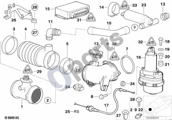 BMW 7 E38 oro masės jutiklis/asc – schema