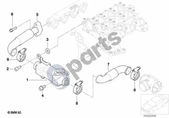 BMW 7 E38 išmetamųjų teršalų mažinimo aušinimas; 2000.03 - ... – schema