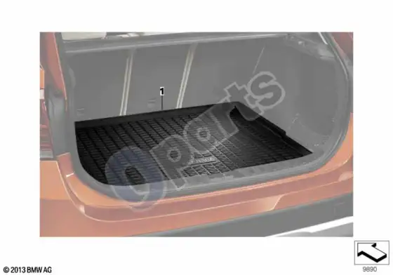BMW 7 E38 formuotas bagažinės kilimėlis – schema