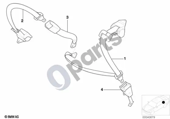 BMW 7 E38 galinis saugos diržas – schema
