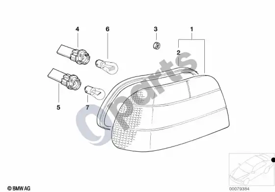 BMW 7 E38 galinis žibintas – schema
