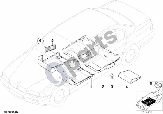BMW 7 E38 grindų danga – schema