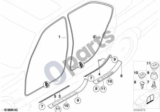 BMW 7 E38 įlipimo angos apdaila – schema