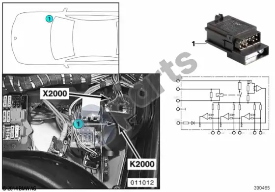 BMW 7 E38 kaitinimo elemento relė K2000 – schema