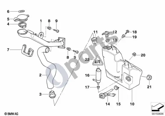 BMW 7 E38 priekinio stiklo plovimo skysčio bakelis – schema