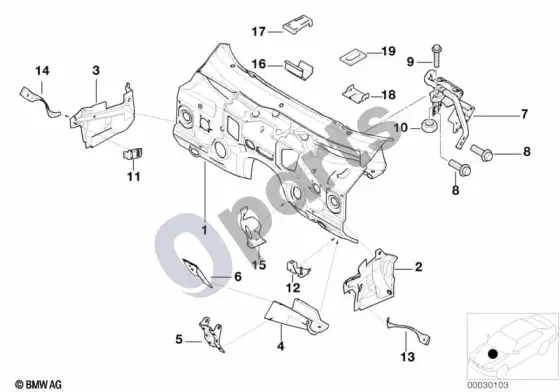 BMW 7 E38 purslų sienelės dalys – schema