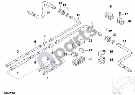 BMW 7 E38 galinis stabdžių vamzdelis ASC/DSC – schema