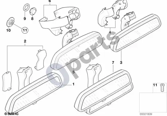 BMW 7 E38 salono veidrodėlis – schema