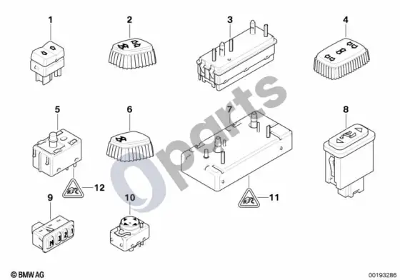 BMW 7 E38 sėdynės reguliavimo jungiklis – schema