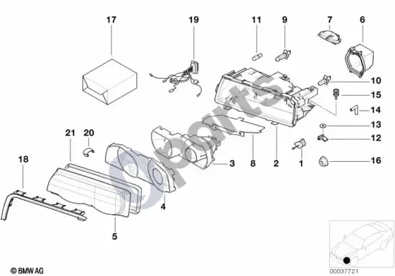 BMW 7 E38 žibinto atskiros dalys; 1998.09 - ... – schema