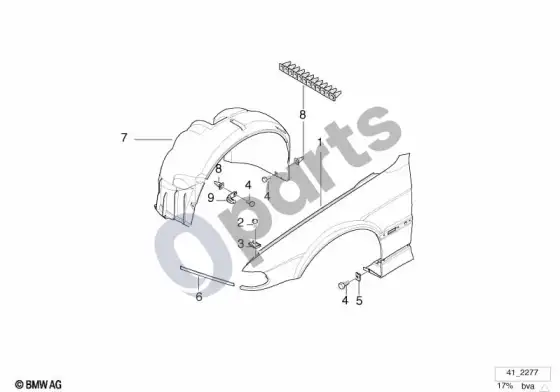 BMW 7 E38 šoninė apdaila, priekinė – schema