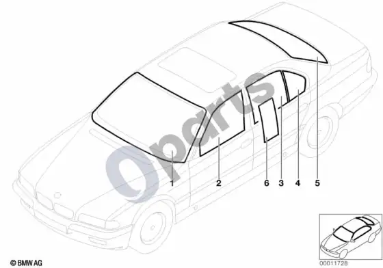 BMW 7 E38 stiklai – schema