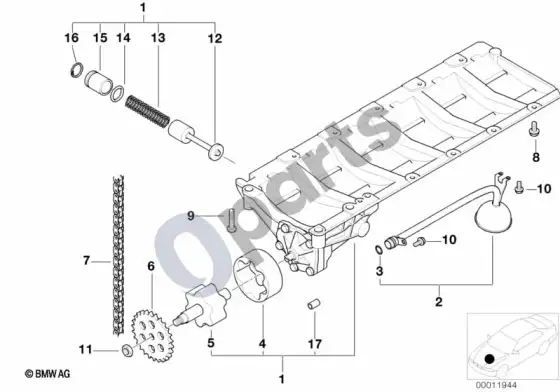 BMW 7 E38 tepimo sistema / alyvos siurblys su pavara; 1998.09 - 2000.01 – schema