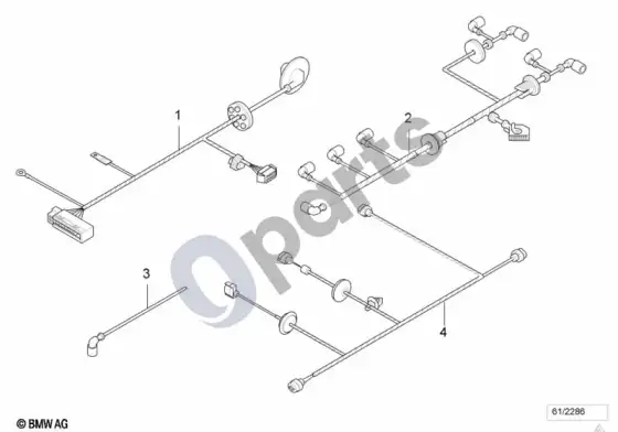 BMW 7 E38 vilkimo įtaiso laidai/pdc/variklio dangtis – schema