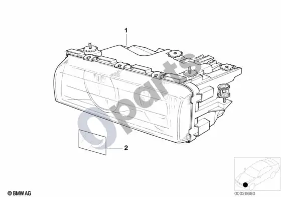 BMW 7 E38 žibintas – schema