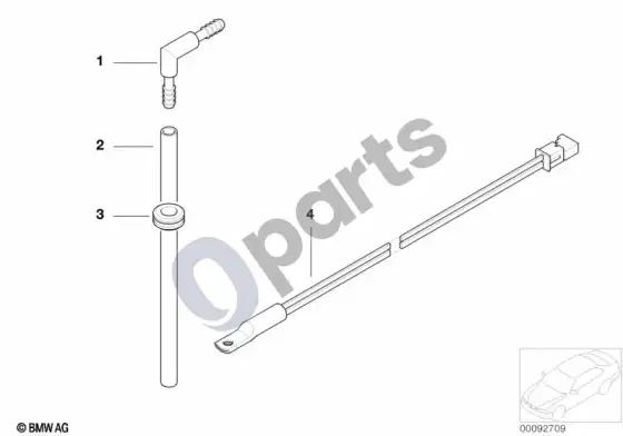 BMW 7 E65 E66 akumuliatoriaus laikiklis ir tvirtinimo detalės – schema