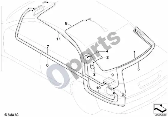 BMW 7 E65 E66 antenos kabelis, garso/vaizdo – schema