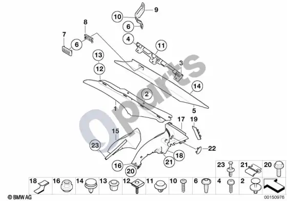 BMW 7 E65 E66 apdailos skydelis, galinė šoninė dalis; ... - 2005.03 – schema