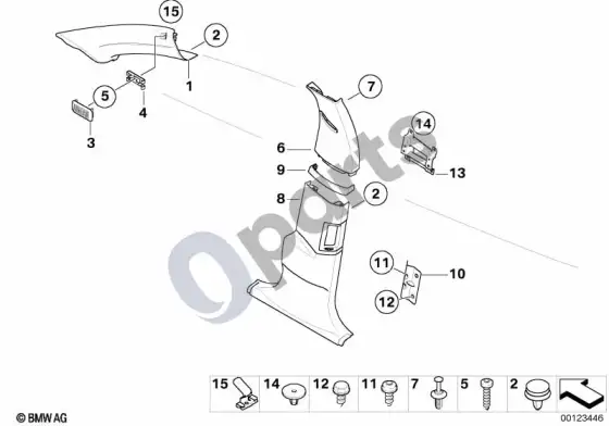 BMW 7 E65 E66 apdailos skydelis, priekinė šoninė dalis; ... - 2005.03 – schema