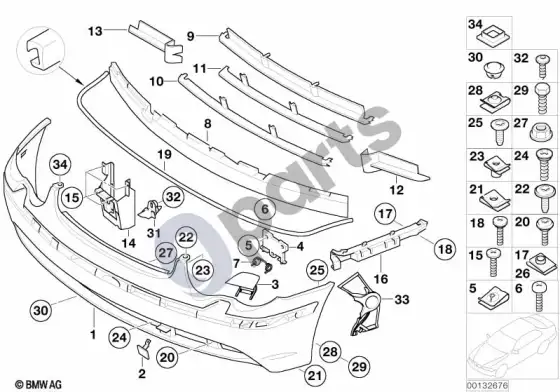 BMW 7 E65 E66 apdailos skydelis, priekinis; ... - 2005.03 – schema