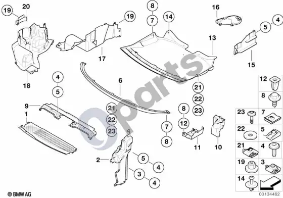 BMW 7 E65 E66 apsauginis skydas po gaubtu; ... - 2005.03 – schema