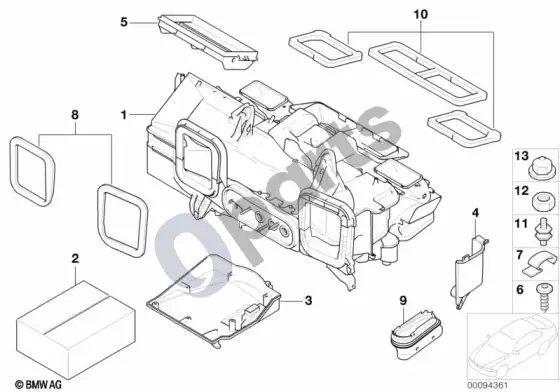 BMW 7 E65 E66 automatinio oro kondicionavimo korpuso dalys – schema