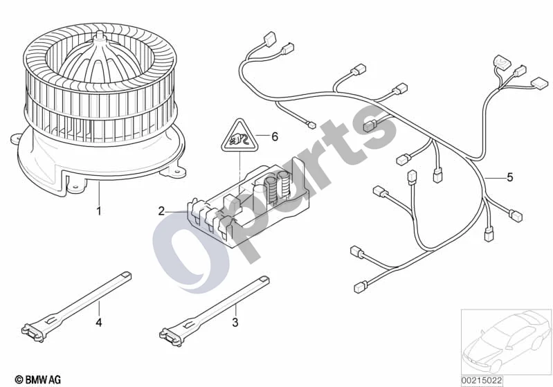 BMW 7 E65 E66 (2001–2008) Automatinio oro kondicionieriaus elektros dalys schema – pozicija 02: Ventiliatoriaus reguliatorius