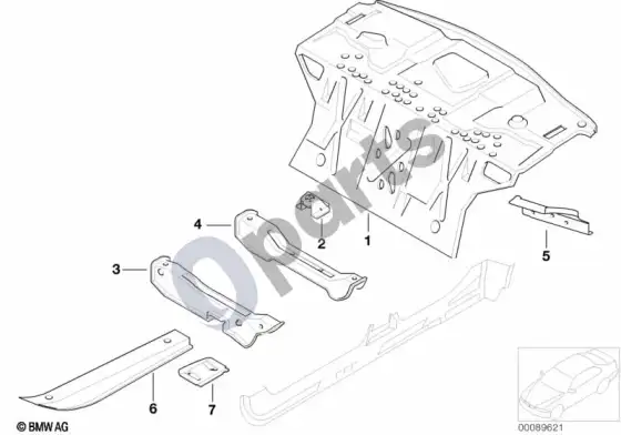 BMW 7 E65 E66 bagažinės pertvara – schema