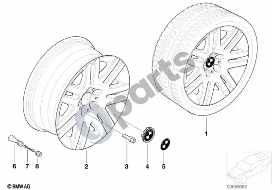 BMW 7 E65 E66 BMW lengvojo lydinio ratlankis, dvigubos stipinos 93 – schema
