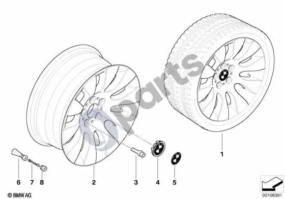 BMW 7 E65 E66 BMW lengvojo lydinio ratlankis, elipsoidinio dizaino 91 – schema