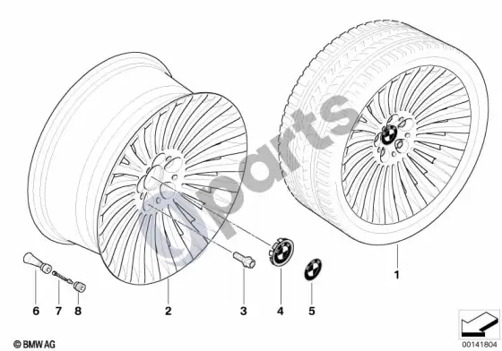 BMW 7 E65 E66 BMW lengvojo lydinio ratlankis, stipinų dizaino 176 – schema