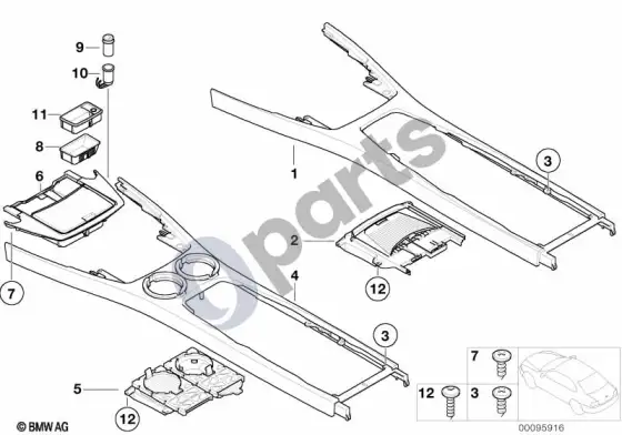BMW 7 E65 E66 centrinės konsolės montuojamos dalys; ... - 2005.03 – schema