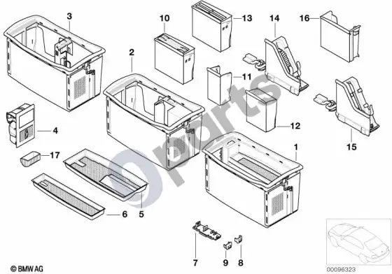 BMW 7 E65 E66 daiktadėžė, centrinė konsolė; ... - 2005.03 – schema