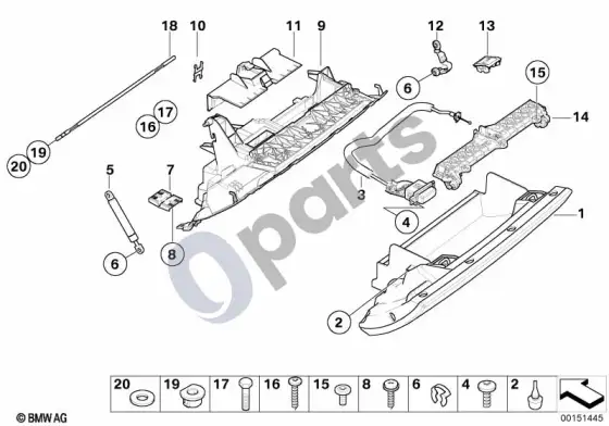 BMW 7 E65 E66 daiktadėžė – schema