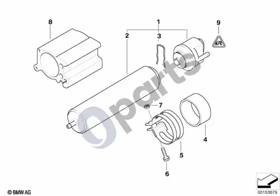 BMW 7 E65 E66 degalų filtras – schema