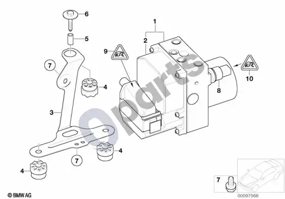 BMW 7 E65 E66 DSC hidraulinis blokas/valdymo blokas/tvirtinimas – schema