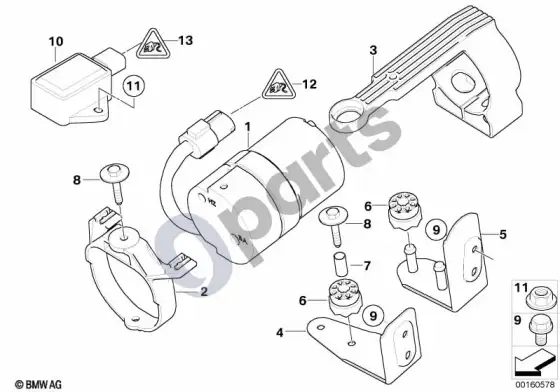 BMW 7 E65 E66 DSC kompresorius / jutikliai / tvirtinimo detalės – schema