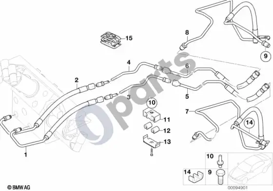 BMW 7 E65 E66 dynamic drive papildomos dalys – schema
