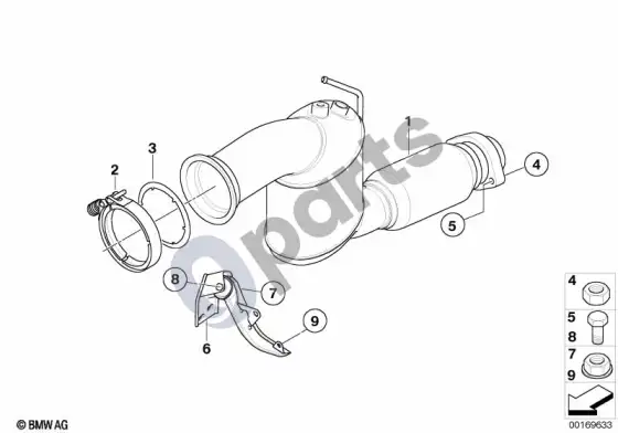 BMW 7 E65 E66 dyzelinio variklio katalizatorius – schema