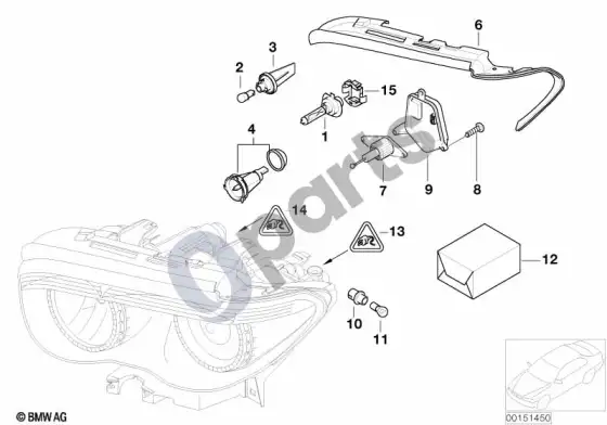BMW 7 E65 E66 atskiros dalys, xenon žibintas – schema