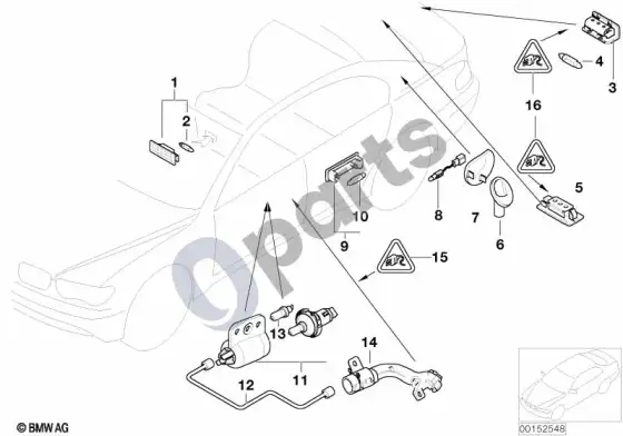BMW 7 E65 E66 įvairios lemputės – schema
