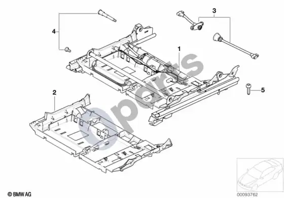BMW 7 E65 E66 priekinės sėdynės bėgelis – schema