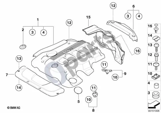 BMW 7 E65 E66 variklio akustika – schema