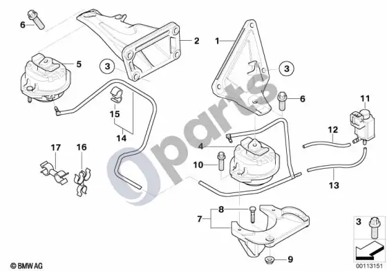 BMW 7 E65 E66 variklio pakaba – schema