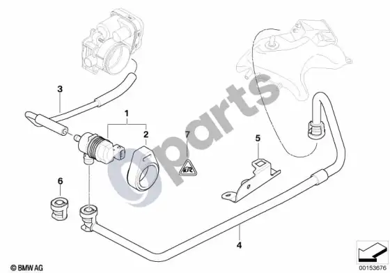 BMW 7 E65 E66 degalų bako vėdinimo vožtuvas – schema