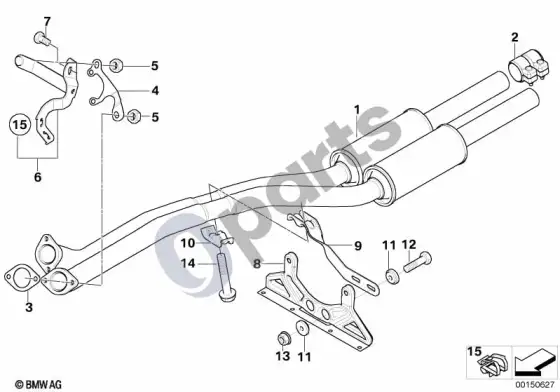 BMW 7 E65 E66 priekinis duslintuvas – schema