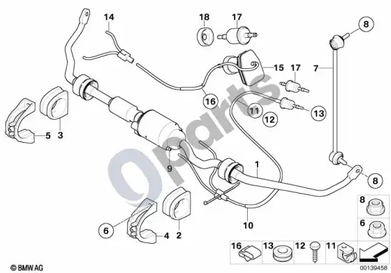 BMW 7 E65 E66 priekinis stabilizatorius / dynamic drive – schema